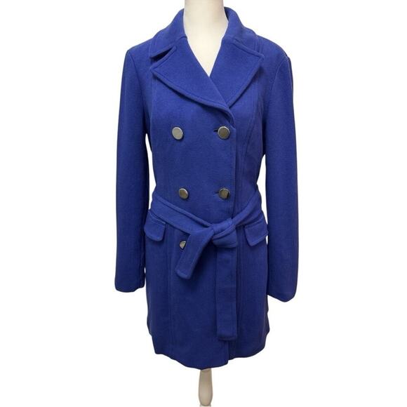 INC International Concepts Jackets & Blazers - INC coat double breasted women size M 100% cotton beautiful blue waist tie